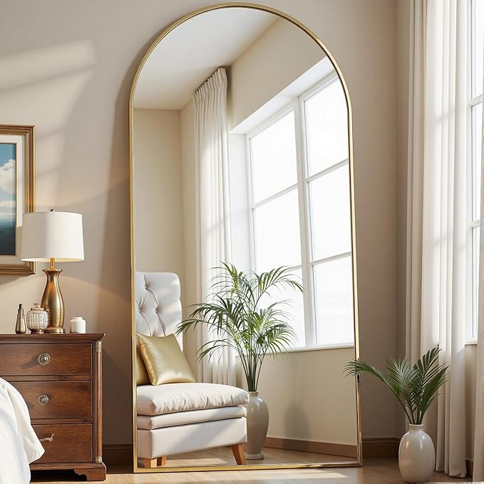 Dewfig 71"X26" Arched Full Length Mirror, Free Standing Leaning or Wall-Mounted by YourSpacePerfectlyReflected