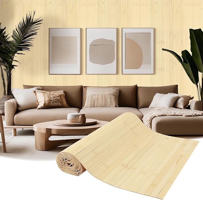 Natural Bamboo Wall Panel for Interior Wall Decor, Pole Wrap Wainscoting by EYAYEN