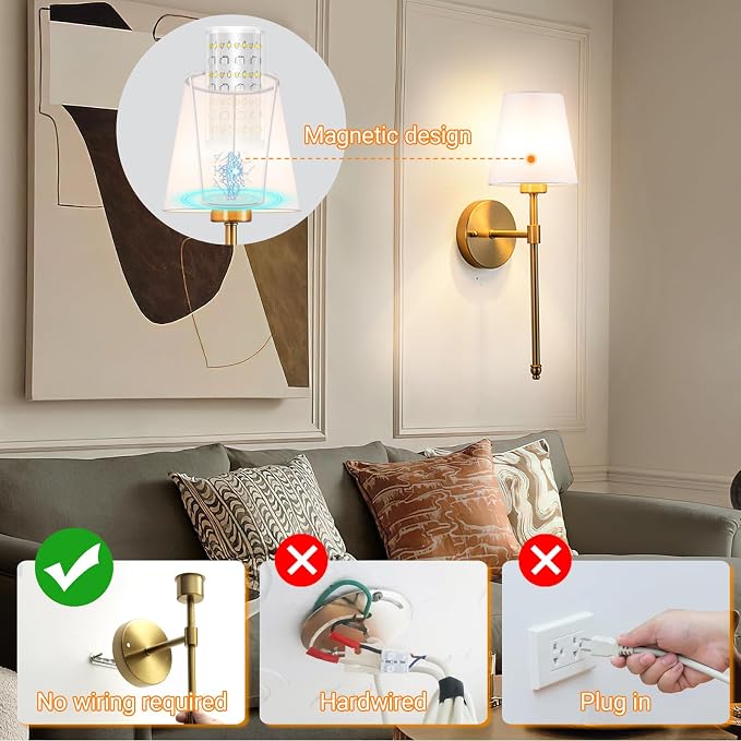 Battery Operated Wall Sconces Set Of 2, Wireless Battery Wall Light - Image 5