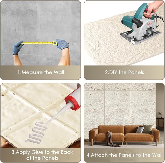 5-Pack 3D Faux Stone Wall Panels, PU Cement-Texture Wainscoting Panels - Image 7