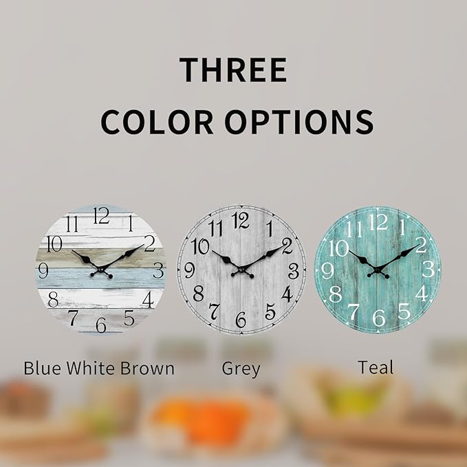 Wall Clock, 10 Inch Wall Clocks Battery Operated Silent Non Ticking, Country - Image 3