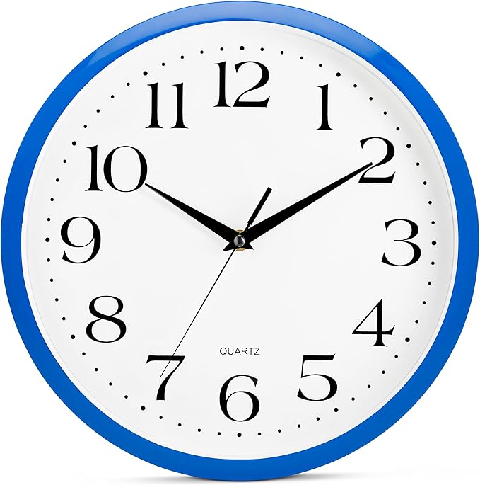 Bernhard Products Blue Wall Clock Silent Non-Ticking 12 Inch Quality Quartz by BernhardProducts