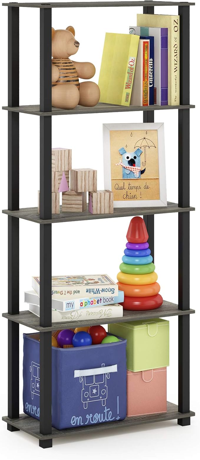 Furinno TURN-S-TUBE Book Shelf, 5-Tier Toolless Storage Shelves by Furinno-FitsYourSpaceFitsYourBudget