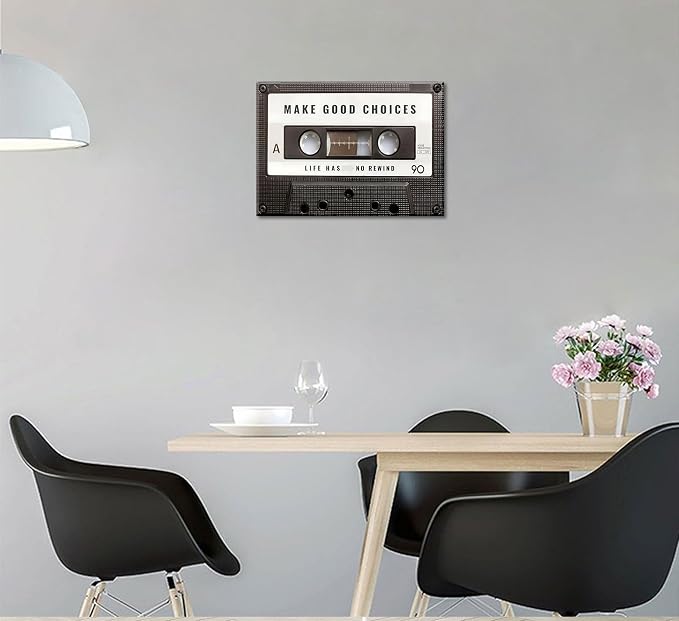 Inspirational Office Canvas Wall Art Picture Vintage Cassett Tape Prints Make - Image 7