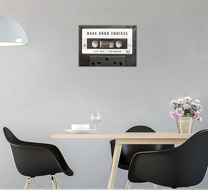 Inspirational Office Canvas Wall Art Picture Vintage Cassett Tape Prints Make - Image 7