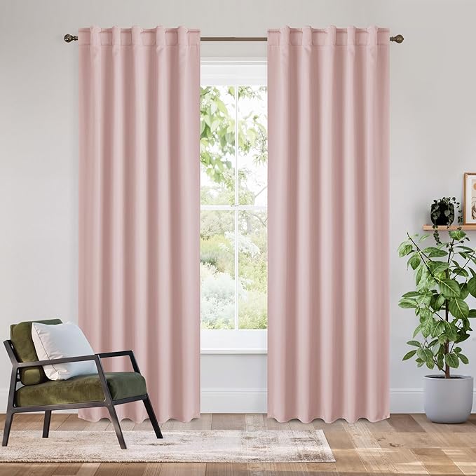 RYB HOME Bedroom Blackout Curtains 80 inches Long, 100% Blackout Thermal by RYBHOME