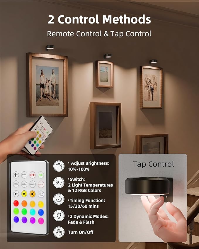 EZVALO Picture Lights for Wall, Rechargeable Battery Magnetic Poster Lights - Image 5