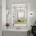 LED Bathroom Mirror with Lights, 20x28 Inch Brushed Silver Framed Lighted by FTOTI