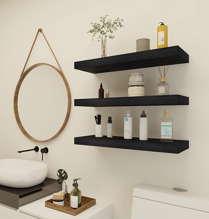 Vervida® 3 Pack Black Floating Shelves, Holds Up to 37 Lbs, - Image 5
