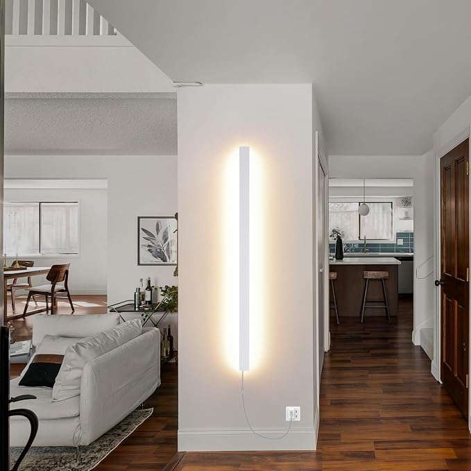 KELUOLY Modern Plug in Long Wall Sconce, 39.3" White Matte LED Wall Lights - Image 8