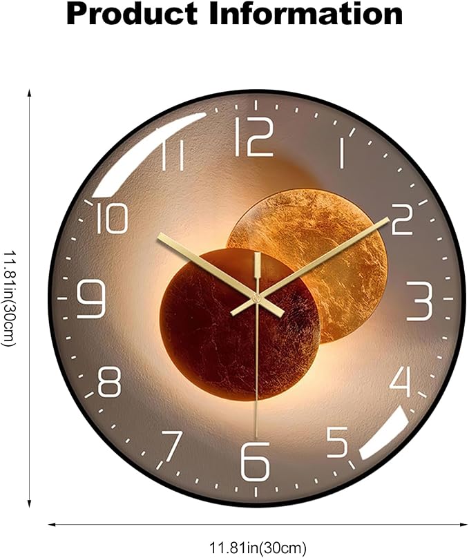 Ergocar Wall Clock, Art Deco Wall Clock, Non-Ticking Silent Modern Metal Wall - Image 7