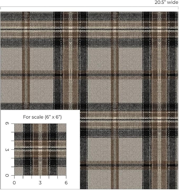 NextWall Harry & Grace Herringbone Plaid Premium Matte Non-Woven Peel and Stick - Image 7
