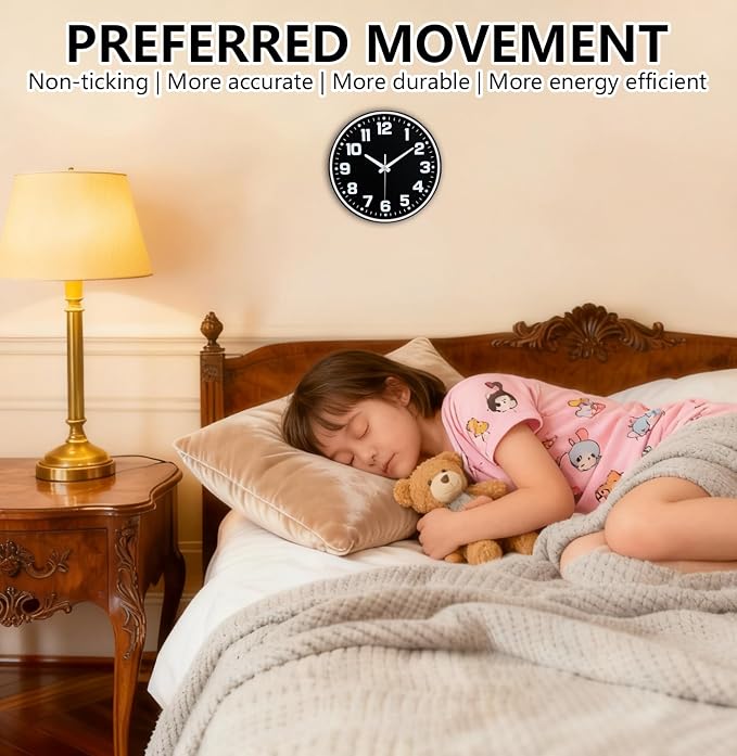 Wall Clock, 8inch Modern Silent Non-Ticking Wall Clocks Battery Operated - Image 4