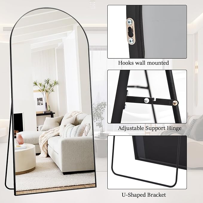 Rowjut Floor Full Length Mirror, Arched Mirrors Full Length 81"x41" - Image 4