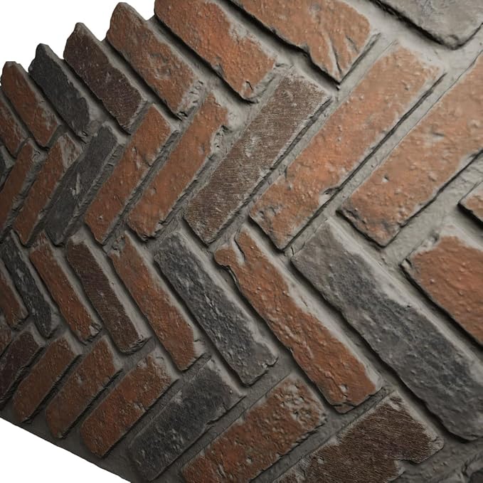EverStone Herringbone Faux Brick Panel, 46 1/2"W x 25 1/4"H x 1"D, Clay Creek - Image 7