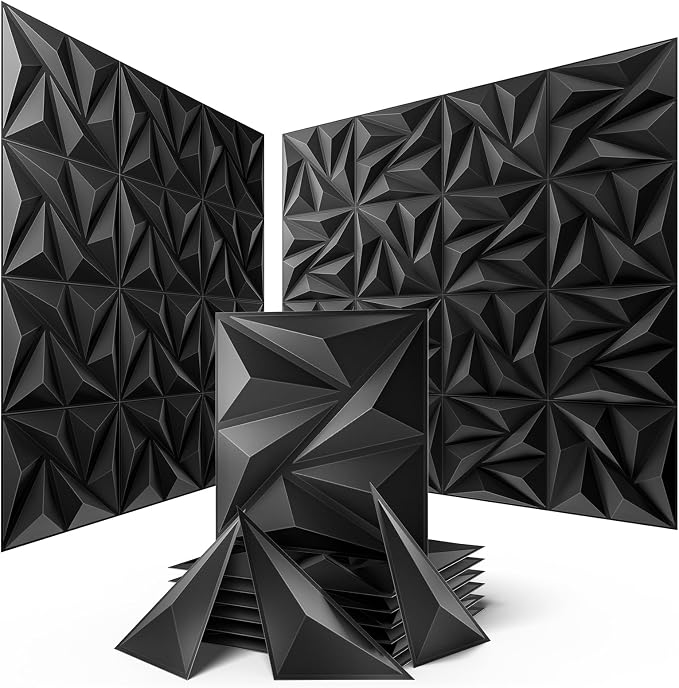 Sonicism Wall Panels Upgrade 12 Pack, 0.7”x11.8”x11.8”Pyramid 3D Wall Panels by Sonicism
