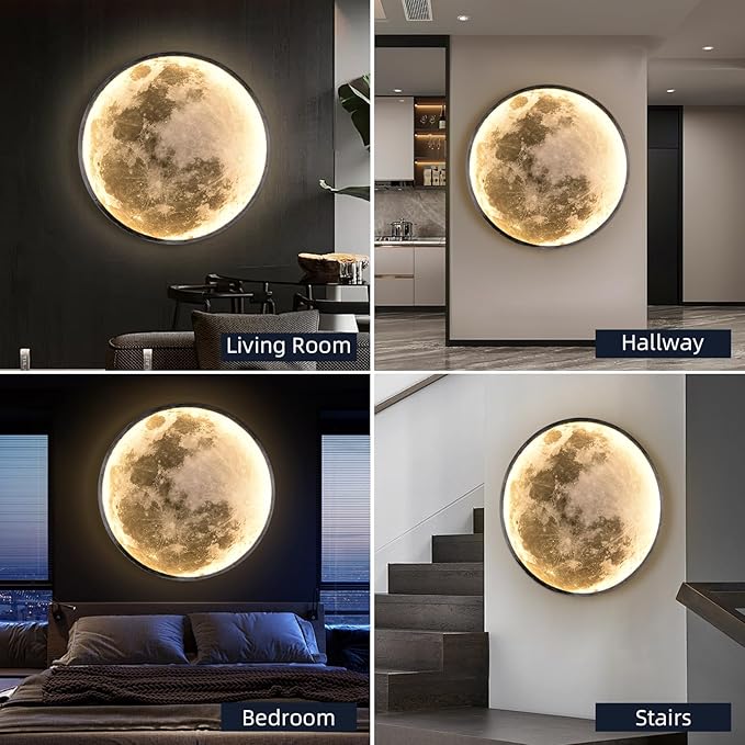 QIYIMEILUX Large Moon Wall Sconce Plug in Modern LED Dimmable Wall Light - Image 6