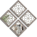 Wocred Set of 4 Mirrors Square Wall Mirror, Gorgeous Rustic Farmhouse Accent by Wocred