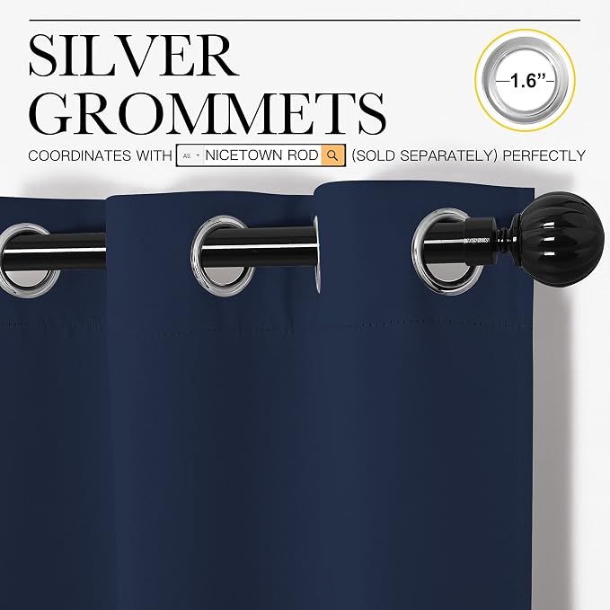 NICETOWN Navy Blackout Curtains - Image 3