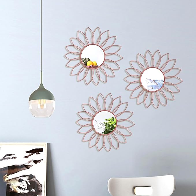 3 Pack Metal Mirrors for Wall Sunburst Wall Mirrors Home Décor Decorative - Image 7