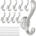 10 Pack Coat Hooks Wall Mount Heavy Duty Utility Retro Double Hooks by PEOIAOY