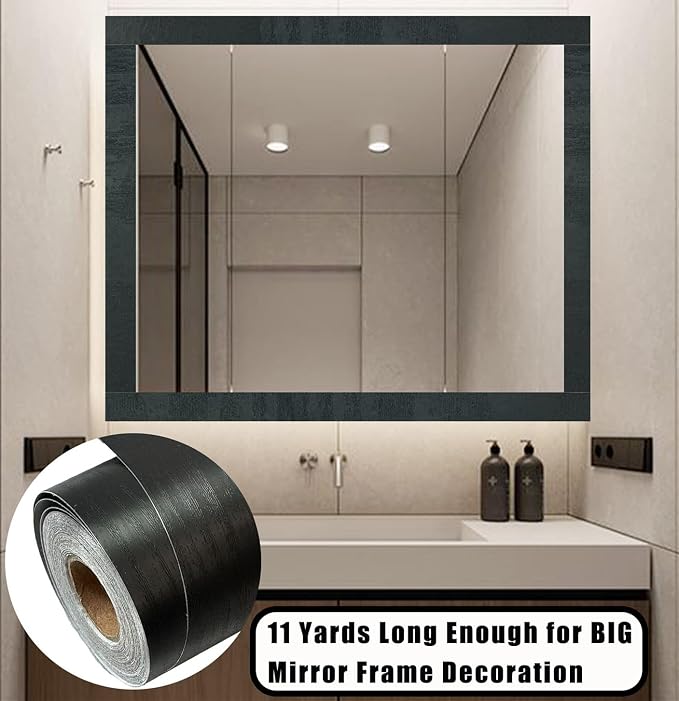 DESOMINOR 32FT Black Border Peel &Stick Black Wood Grain Wallpaper Border - Image 7
