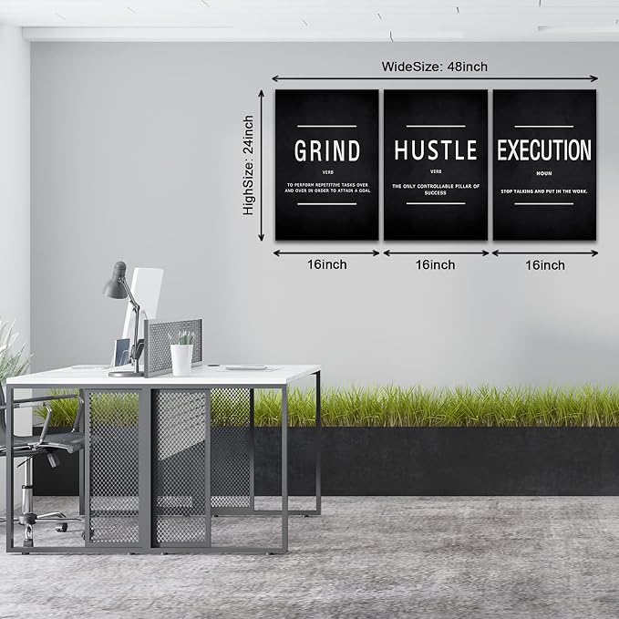 KAWAHONE Grind Hustle Execution Quotes Framed Wall Art, Inspirational Painting - Image 6