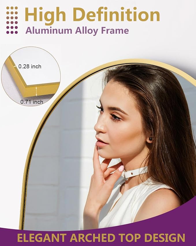 DMWOODFL 71"x26" Arched Full-Length Mirror - Image 6