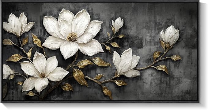 Large Framed Black and White Botanical Wall Art - Image 9