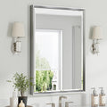 Silver Bathroom Mirror, 24x36 Inch Beveled Vanity Mirror by QUEENFUN