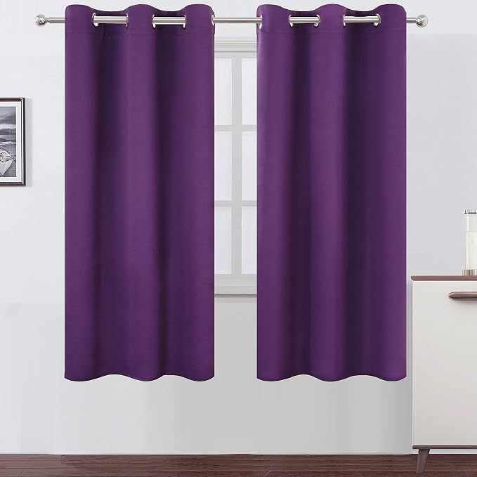 LEMOMO Purple Thermal Blackout Curtains/42 x 72 Inch/Set of 2 Panels Room by Lemomo