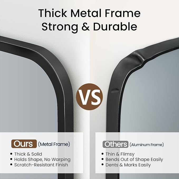 24x36 Inch Matte Black Bathroom Vanity Mirrors | Flush Mount Deep Set Metal - Image 2