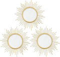 3 Pack Metal Mirrors for Wall Sunburst Wall Mirrors Home Décor Decorative by Uaussi