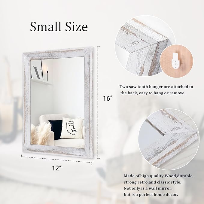 AAZZKANG Mirrors for Wall Rustic Wood Framed Hanging Mirror Decorative for - Image 2