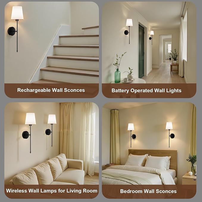 IRONPAX Wall Sconces Battery Operated Set of 2, Wireless Rechargeable Wall - Image 4