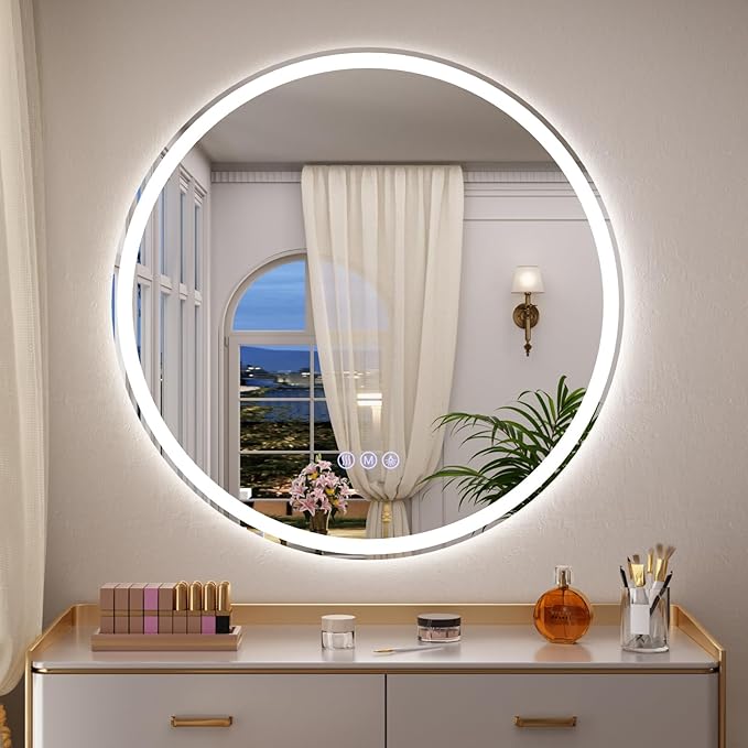BEAUTYPEAK 28x28 LED Round Bathroom Mirror by BEAUTYPEAK