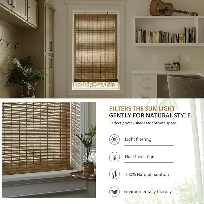 LazBlinds Cordless Bamboo Roll Up Shades - Image 4