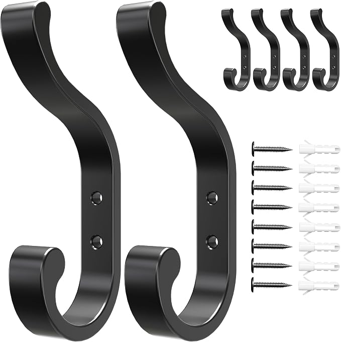 bussdis Wall-Mount Coat Hooks, Heavy Duty 30LB Hooks - Image 8