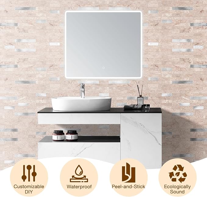 Peel and Stick Backsplash Tile Waterproof Removable PVC Wall Sticker 3D Faux - Image 8