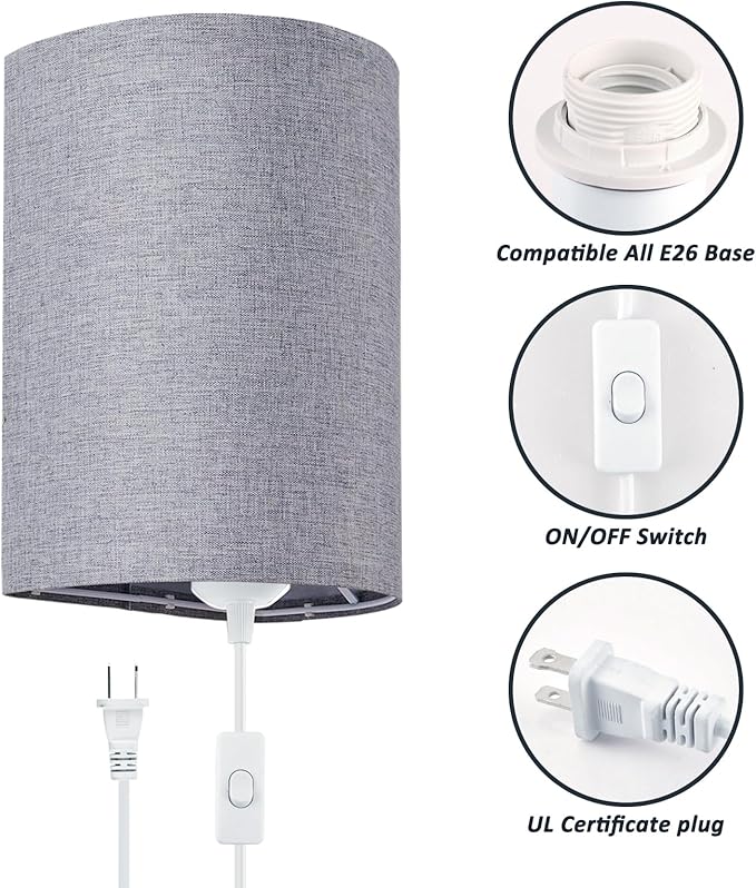 Wall Sconces Set of 2, Plug in Wall Sconces - Image 3