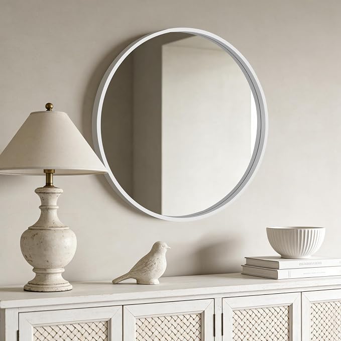 WallBeyond Round Wood Mirror 28 inch Circle Wall Mirror - Image 3