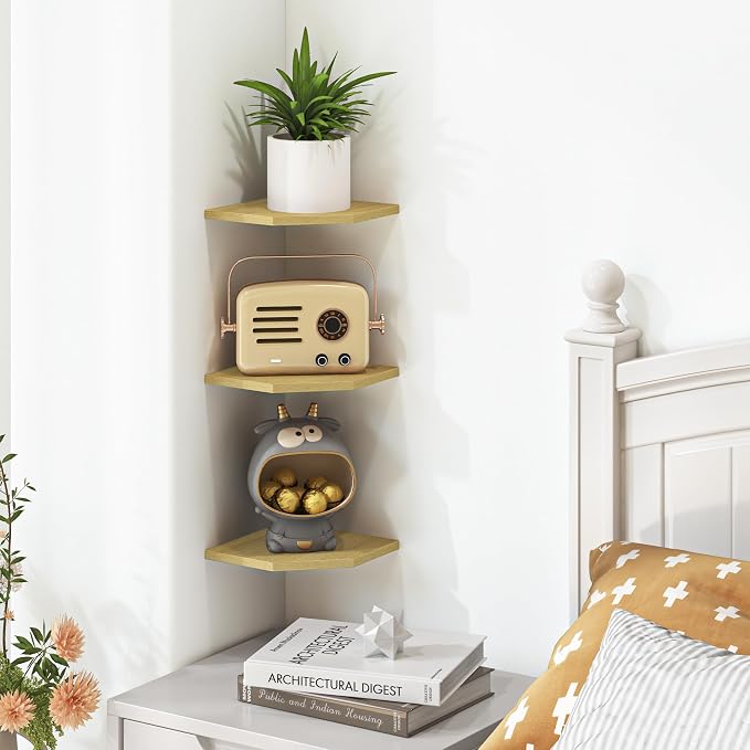 Corner Shelf Wall Mount, Floating Corner Shelves, Rustic Wood Wall Storage - Image 6