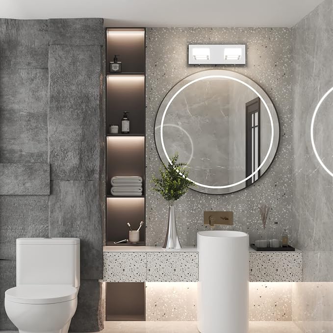 Ralbay Modern Chrome Vanity Light 2 Light Acrylic Stainless Steel Chrome - Image 6