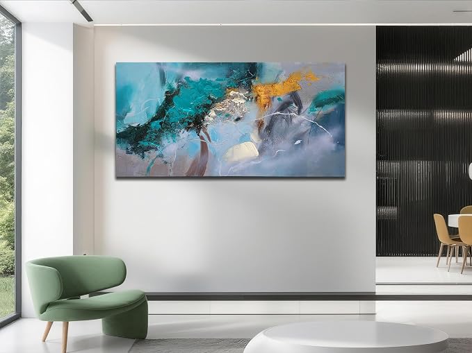 Anolyfi Teal Abstract Canvas Wall Art - Image 7