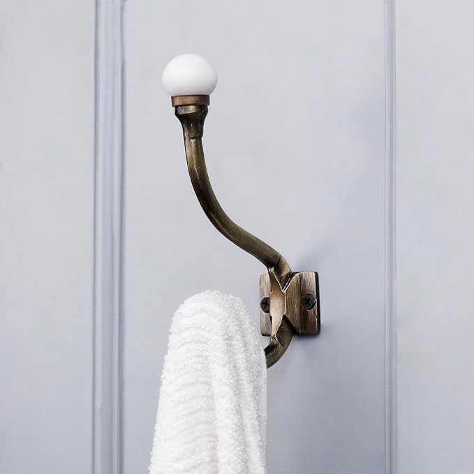Indian Shelf Pack of 6 Heavy Duty Double Prong White Decorative Coat Hooks - Image 7