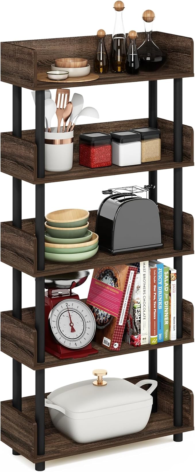 Furinno Turn-N-Tube 5-Tier Toolless Freestanding Multipurposes Display Rack by Furinno-FitsYourSpaceFitsYourBudget