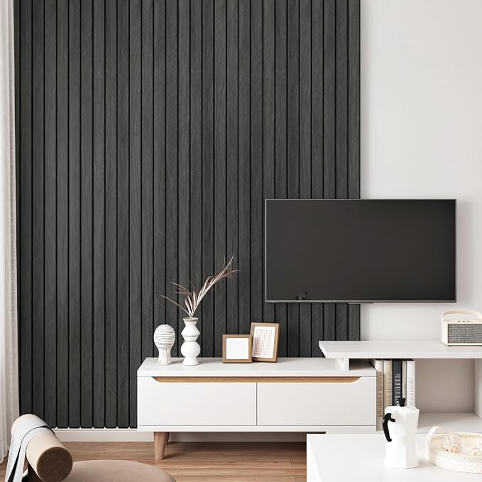 Grey/Black 3D Wood Panels for Interior Wall Decor Self Adhesive Wood Slat Wall - Image 7
