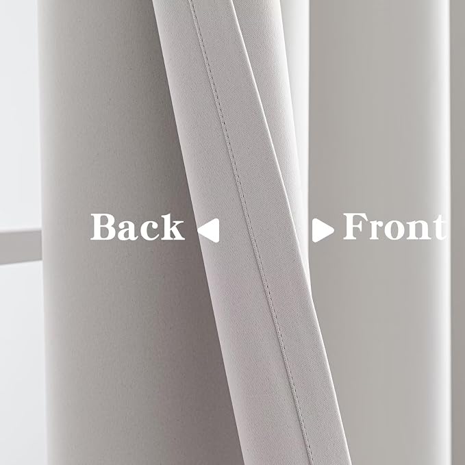 IGEMAEVE Greyish White Curtains 96 Inch Length 2 Panels Set, Light Filtering - Image 4