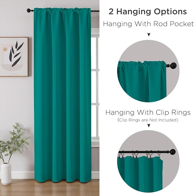 CUCRAF Turquoise Blackout Curtains 96 inch Length 2 Panels Set, Rod Pocket Room - Image 3