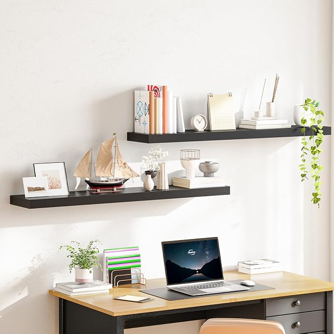 HOOBRO Floating Shelves for Wall, Wall Mounted Shelf Set of 2, 47.2" Hanging - Image 2